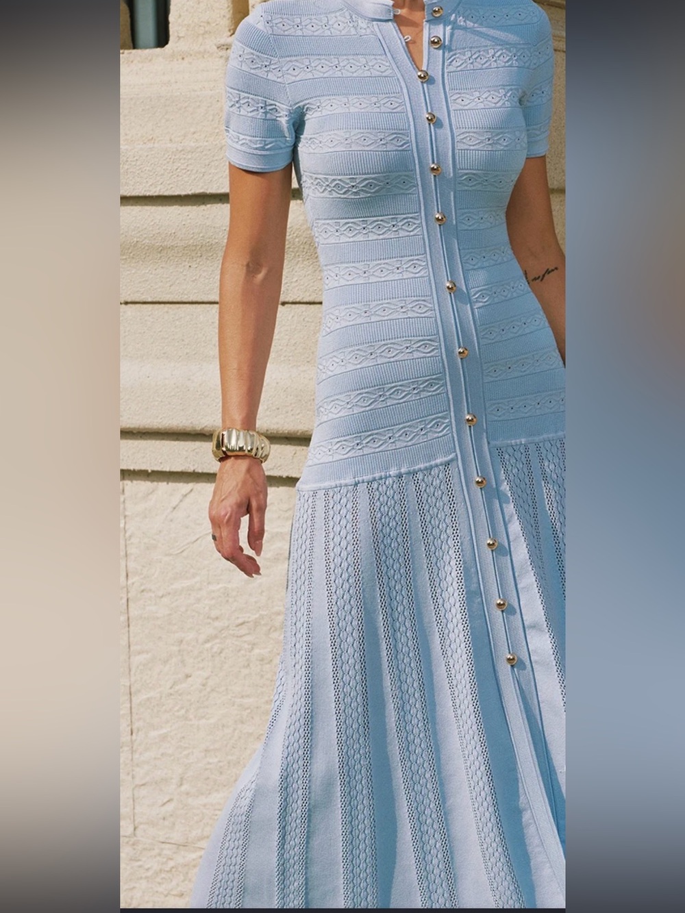 Commense Light Blue Button-Front Knit Maxi Dress - Picture 6 of 17